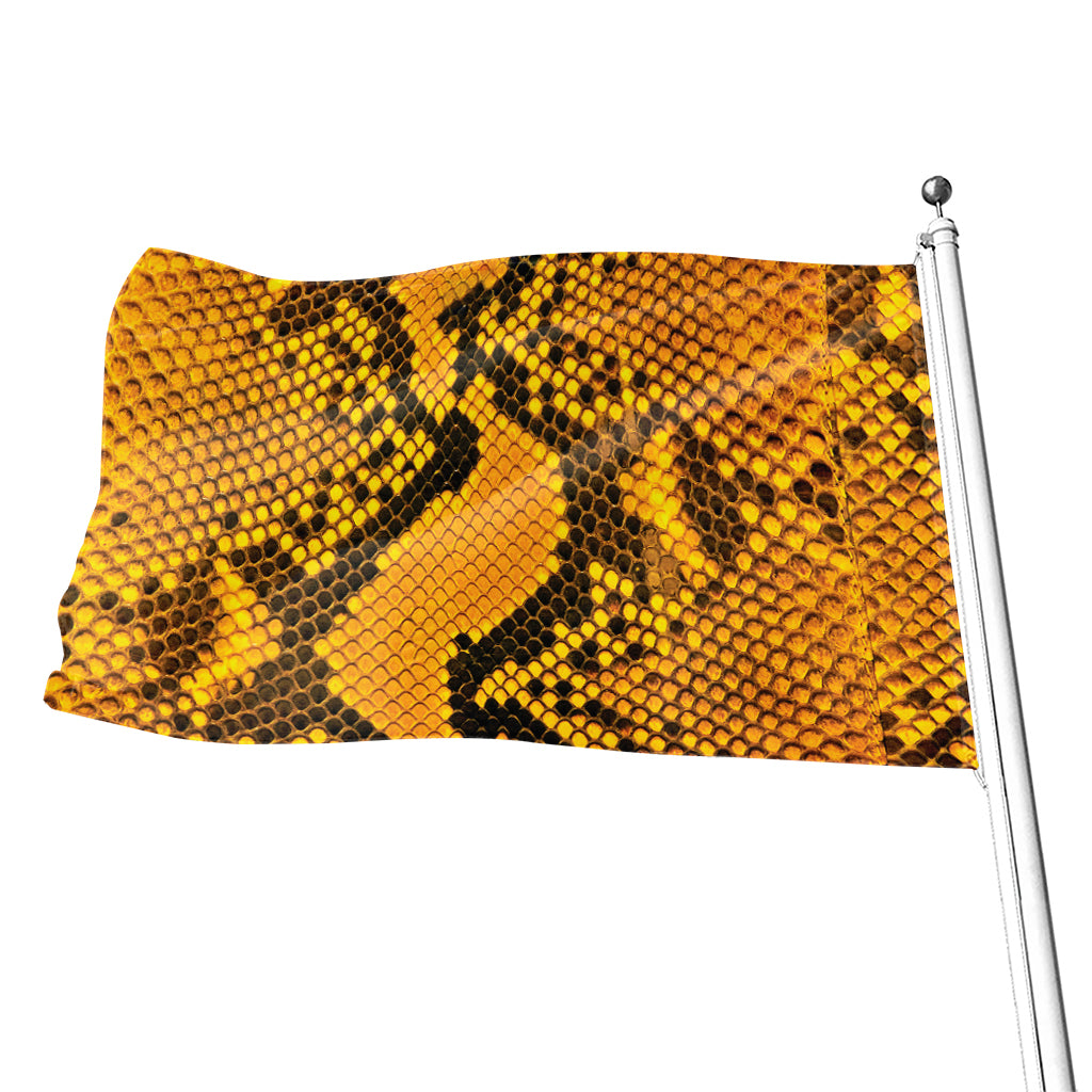 Yellow And Black Snakeskin Print Flag