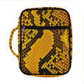 Yellow And Black Snakeskin Print Front Pocket Bible Bag