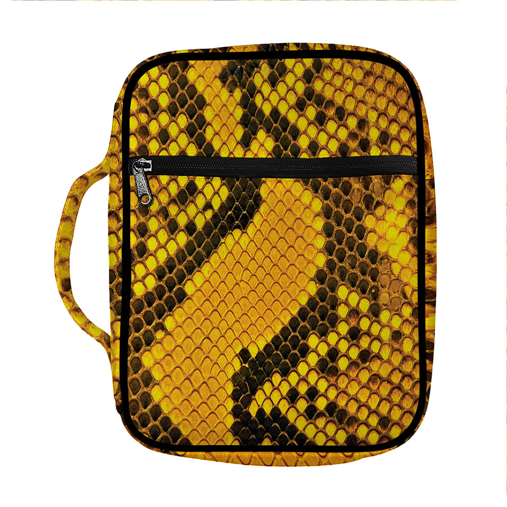 Yellow And Black Snakeskin Print Front Pocket Bible Bag