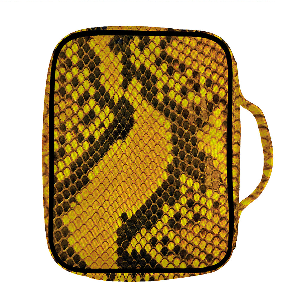 Yellow And Black Snakeskin Print Front Pocket Bible Bag