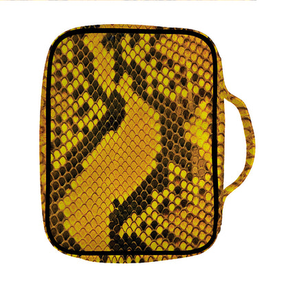 Yellow And Black Snakeskin Print Front Pocket Bible Bag