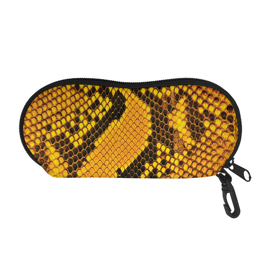 Yellow And Black Snakeskin Print Glasses Case