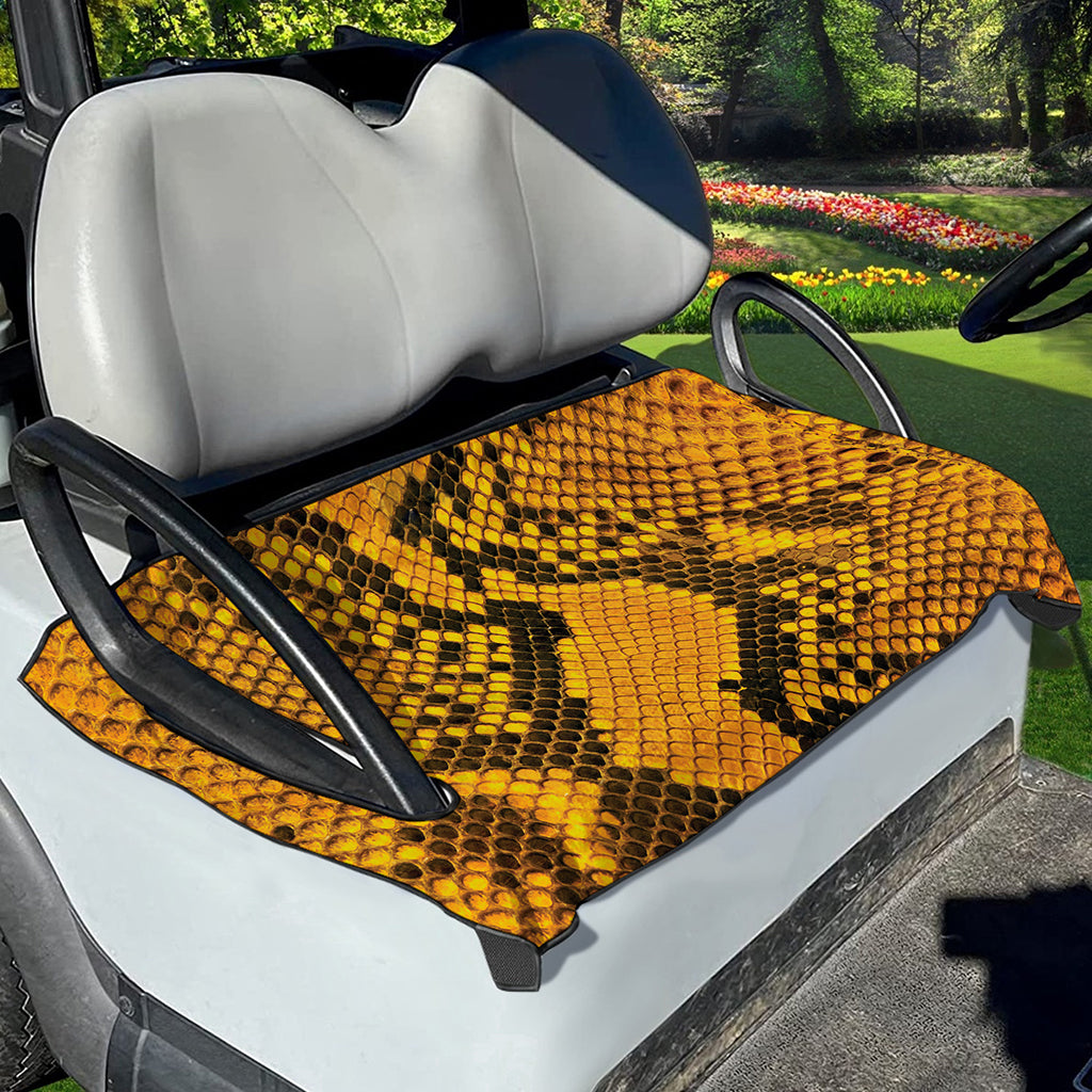 Yellow And Black Snakeskin Print Golf Cart Seat Cover