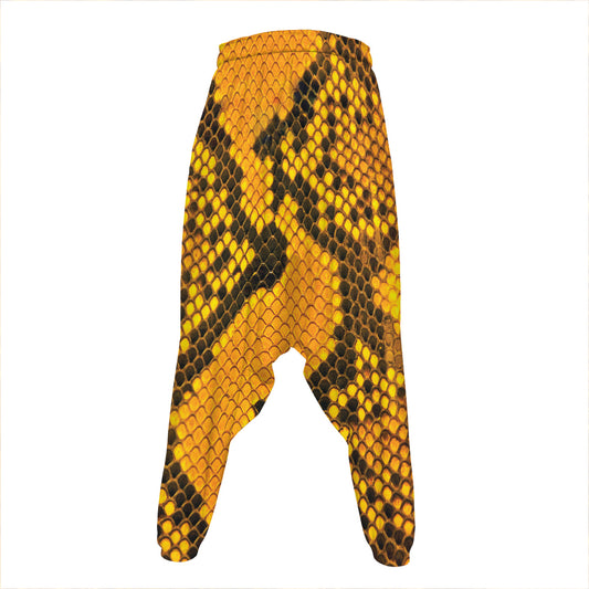 Yellow And Black Snakeskin Print Hammer Pants