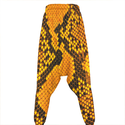 Yellow And Black Snakeskin Print Hammer Pants
