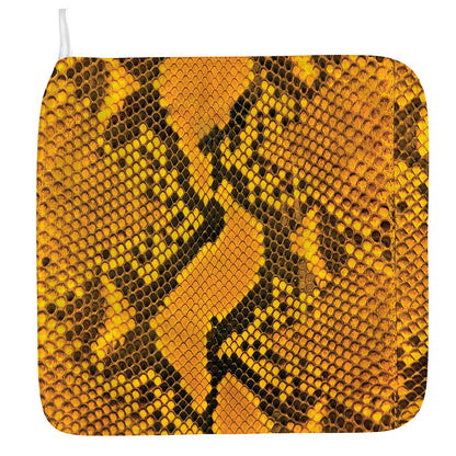 Yellow And Black Snakeskin Print Hand Towel