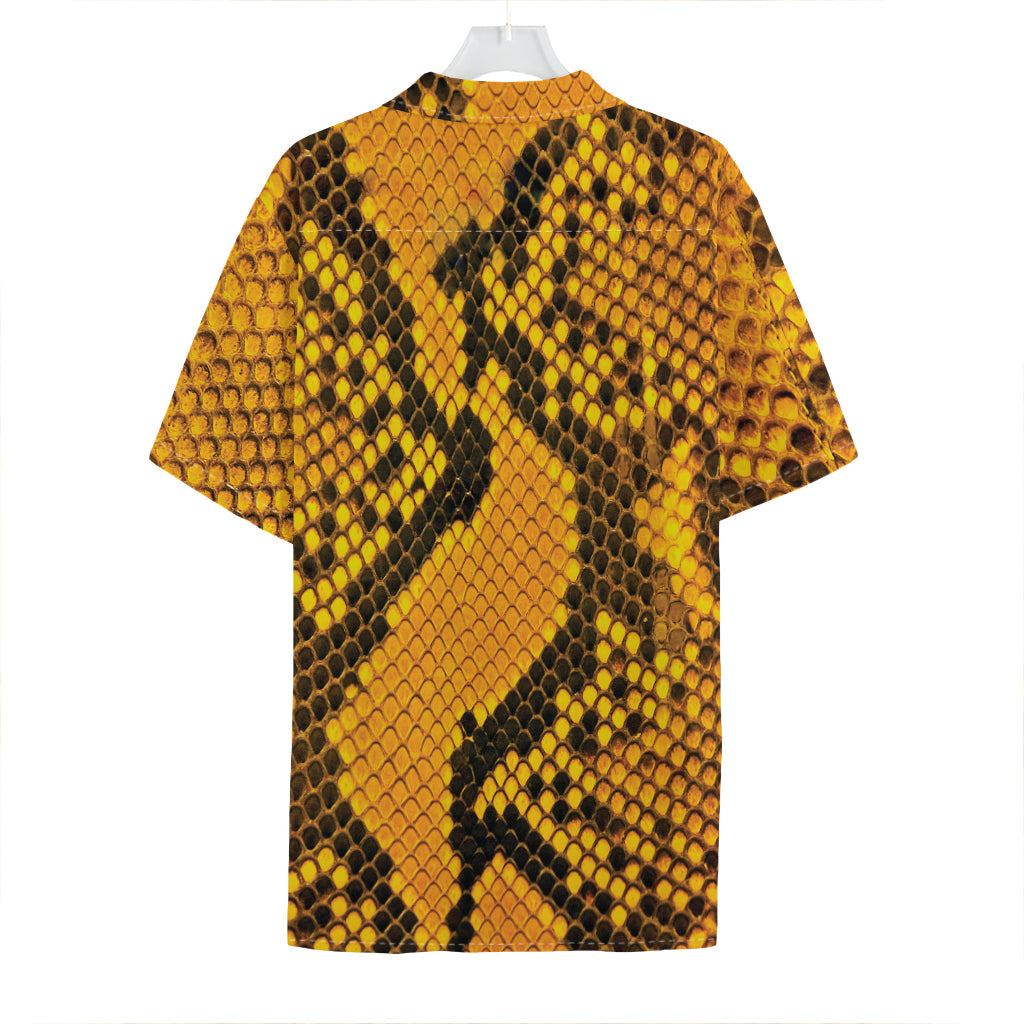 Yellow And Black Snakeskin Print Hawaiian Shirt