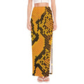 Yellow And Black Snakeskin Print High Slit Maxi Skirt