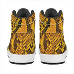 Yellow And Black Snakeskin Print High Top Leather Sneakers