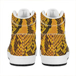 Yellow And Black Snakeskin Print High Top Leather Sneakers