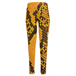 Yellow And Black Snakeskin Print High-Waisted Pocket Leggings