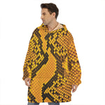 Yellow And Black Snakeskin Print Hoodie Blanket