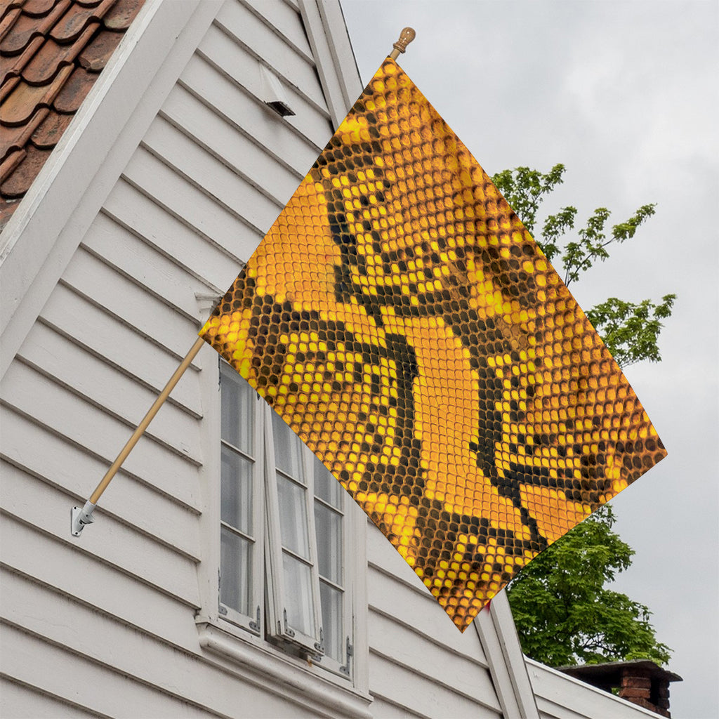 Yellow And Black Snakeskin Print House Flag