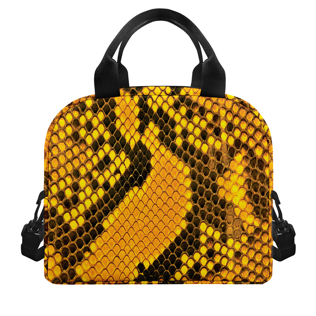 Yellow And Black Snakeskin Print Insulated Lunch Bag