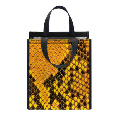 Yellow And Black Snakeskin Print Insulated Lunch Tote