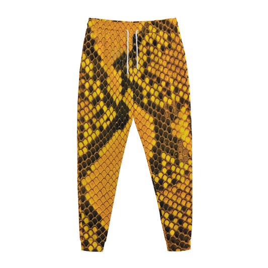 Yellow And Black Snakeskin Print Jogger Pants