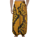 Yellow And Black Snakeskin Print Lantern Pants