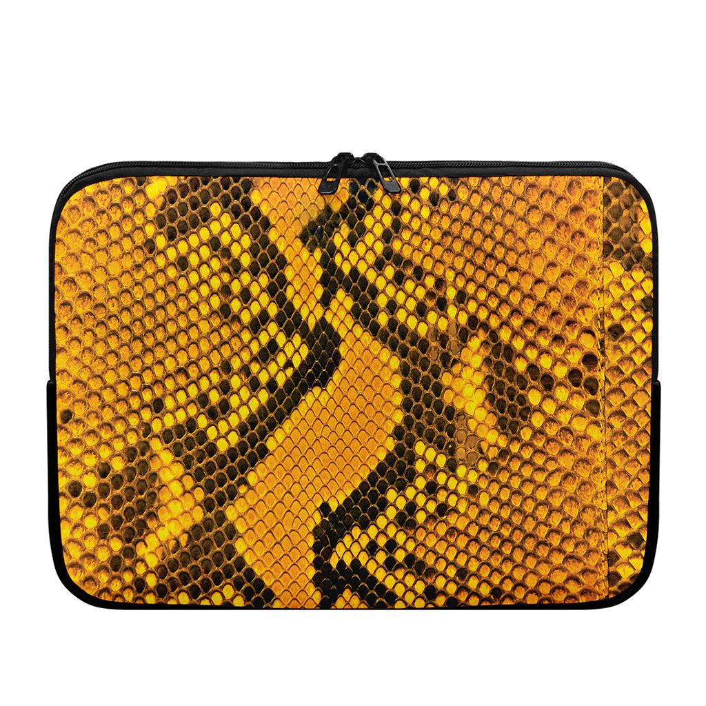 Yellow And Black Snakeskin Print Laptop Sleeve