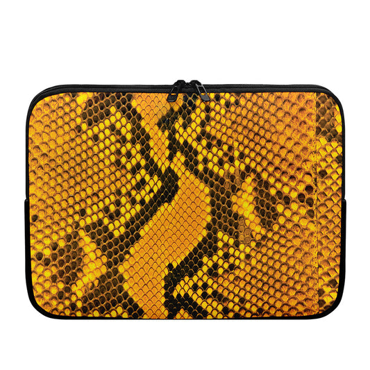 Yellow And Black Snakeskin Print Laptop Sleeve