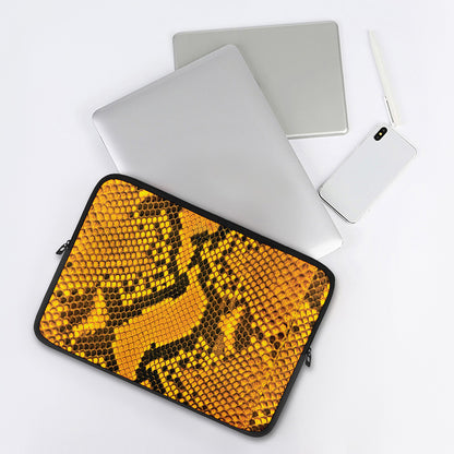 Yellow And Black Snakeskin Print Laptop Sleeve