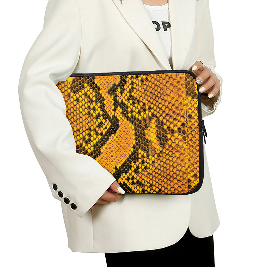 Yellow And Black Snakeskin Print Laptop Sleeve