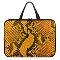 Yellow And Black Snakeskin Print Laptop Sleeve With Handle