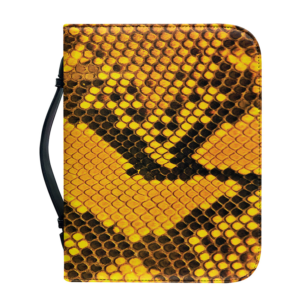Yellow And Black Snakeskin Print Leather Bible Cover