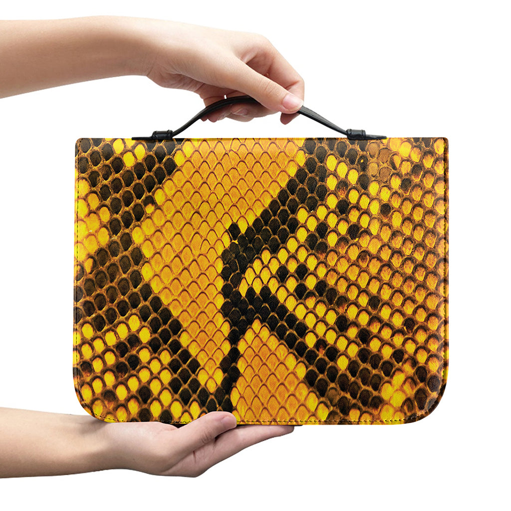 Yellow And Black Snakeskin Print Leather Bible Cover