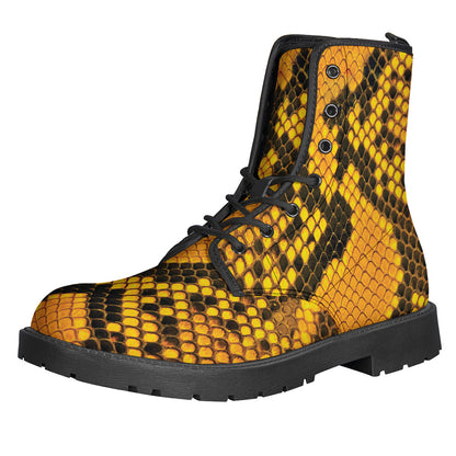 Yellow And Black Snakeskin Print Backpack
