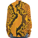 Yellow And Black Snakeskin Print Long Sleeve Baseball Jersey