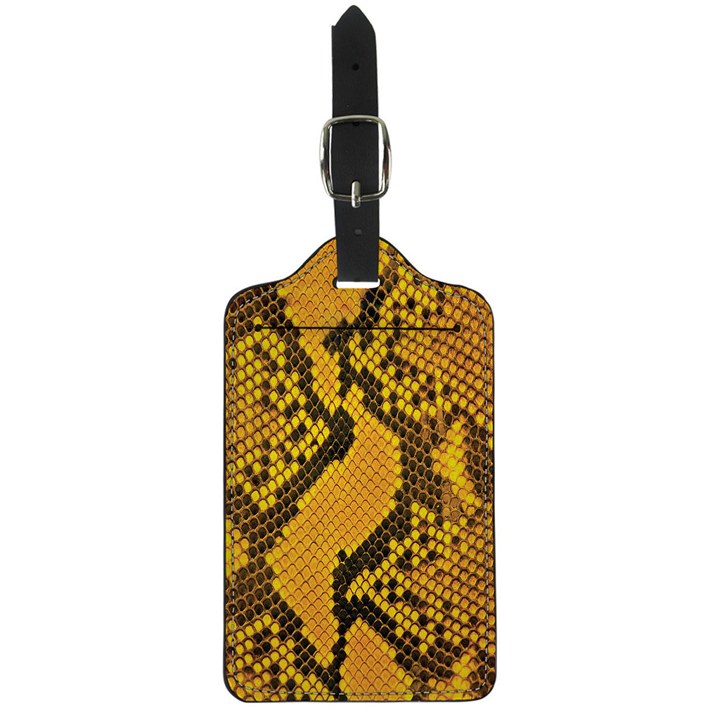 Yellow And Black Snakeskin Print Luggage Tag