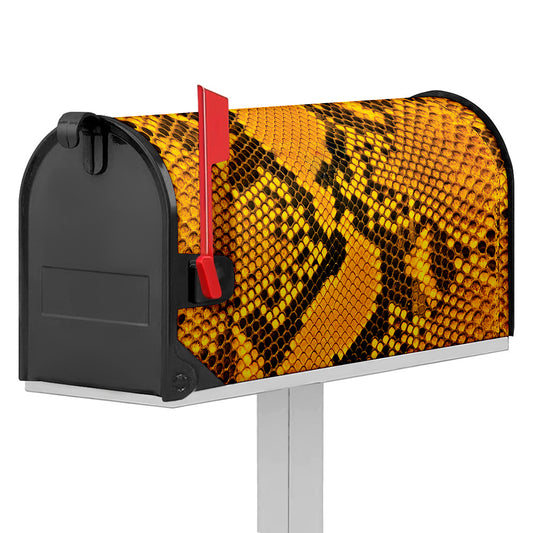 Yellow And Black Snakeskin Print Mailbox Cover