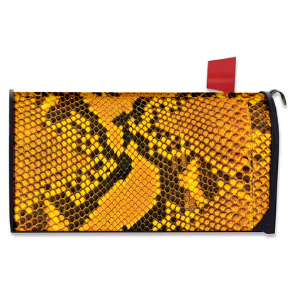 Yellow And Black Snakeskin Print Mailbox Cover