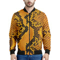 Yellow And Black Snakeskin Print Men's Bomber Jacket