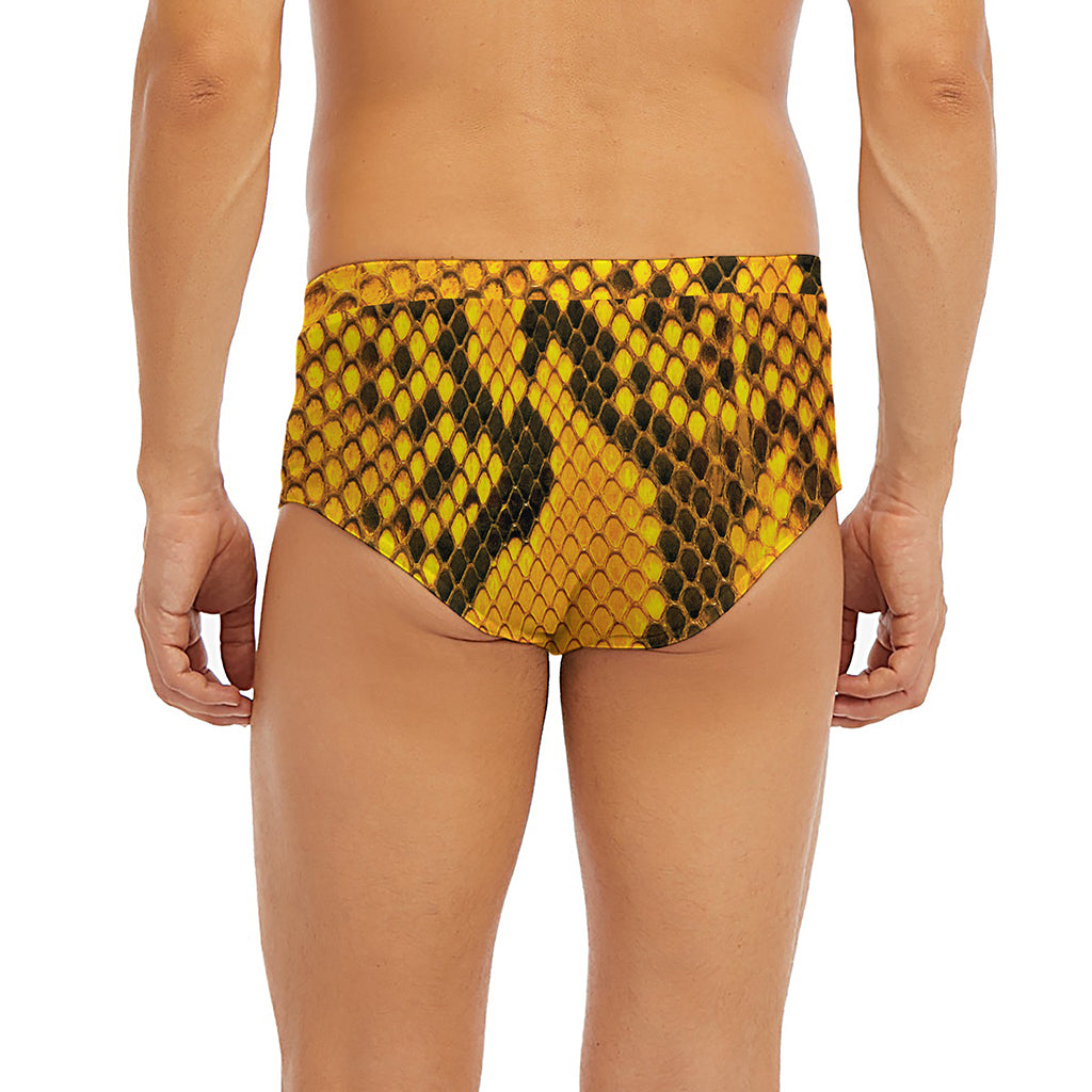 Yellow And Black Snakeskin Print Men's Briefs