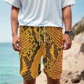 Yellow And Black Snakeskin Print Men's Cargo Shorts