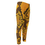 Yellow And Black Snakeskin Print Men's Compression Pants