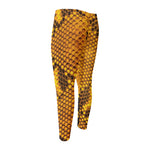 Yellow And Black Snakeskin Print Men's Compression Pants