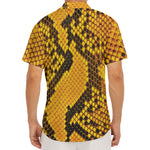 Yellow And Black Snakeskin Print Men's Deep V-Neck Shirt