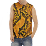 Yellow And Black Snakeskin Print Men's Fitness Tank Top