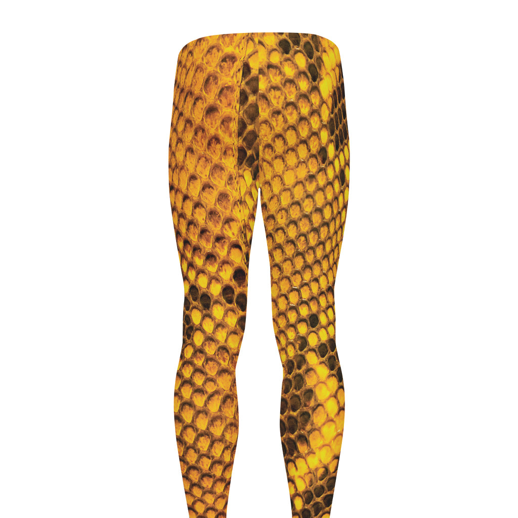 Yellow And Black Snakeskin Print Men's leggings