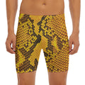 Yellow And Black Snakeskin Print Men's Long Boxer Briefs
