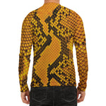 Yellow And Black Snakeskin Print Men's Long Sleeve Rash Guard