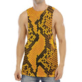 Yellow And Black Snakeskin Print Men's Muscle Tank Top