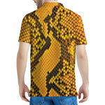 Yellow And Black Snakeskin Print Men's Polo Shirt