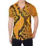 Yellow And Black Snakeskin Print Men's Shirt