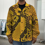 Yellow And Black Snakeskin Print Men's Shirt Jacket