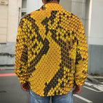 Yellow And Black Snakeskin Print Men's Shirt Jacket