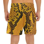 Yellow And Black Snakeskin Print Men's Split Running Shorts