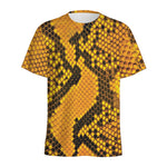 Yellow And Black Snakeskin Print Men's Sports T-Shirt